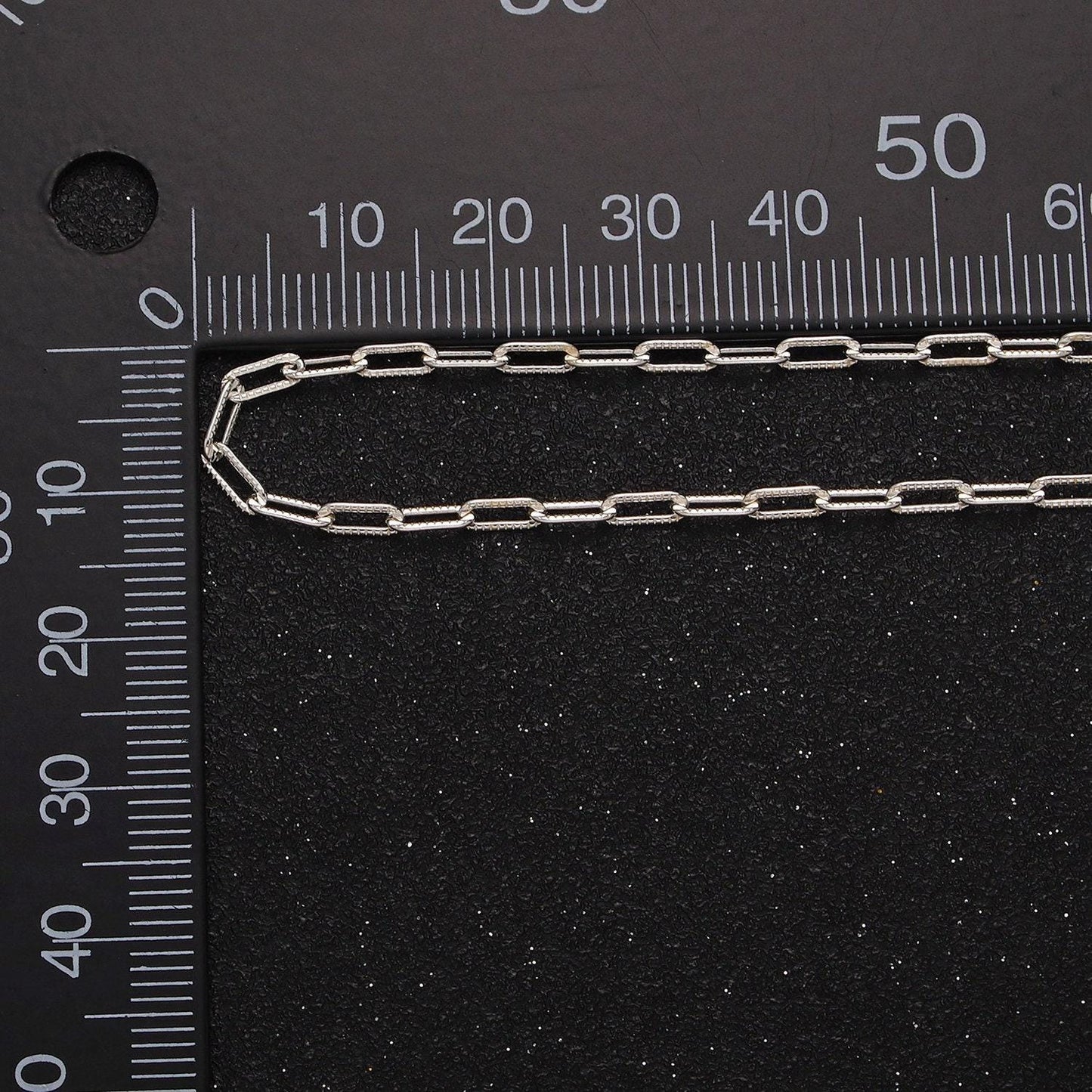 Sterling silver paper clip chain, elongated rectangle oval chain wholesale unfinished chain by yard for permanent jewelry roll-1487