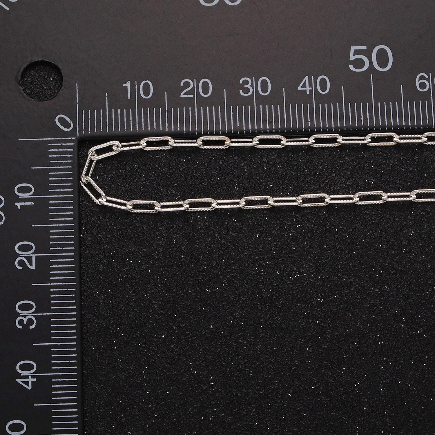 Sterling silver paper clip chain, elongated rectangle oval chain wholesale unfinished chain by yard for permanent jewelry roll-1487