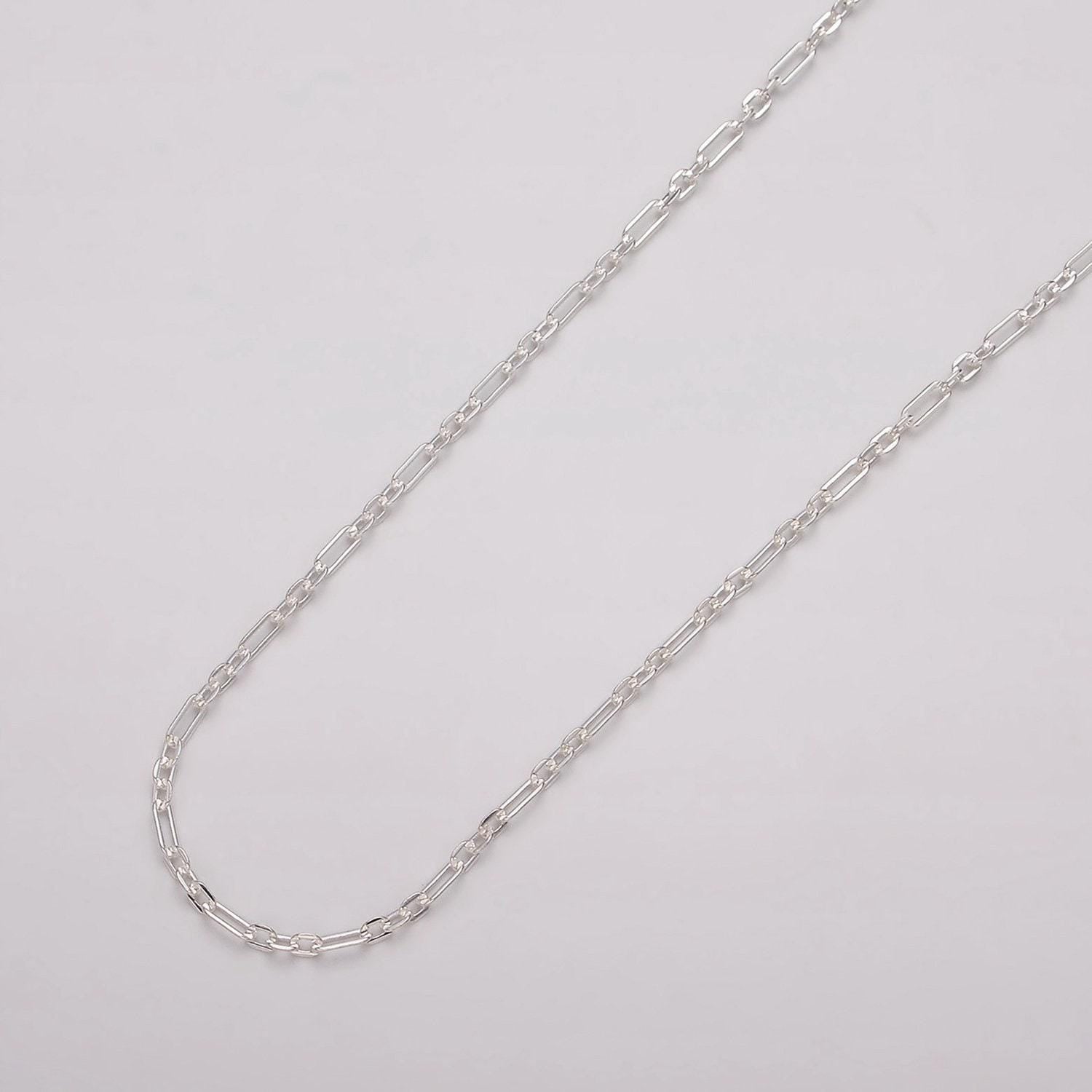 925 sterling silver chain by the yard- 1.5mm figaro chain - thin delicate silver chain wholesale chain for permanent jewelry roll-1482