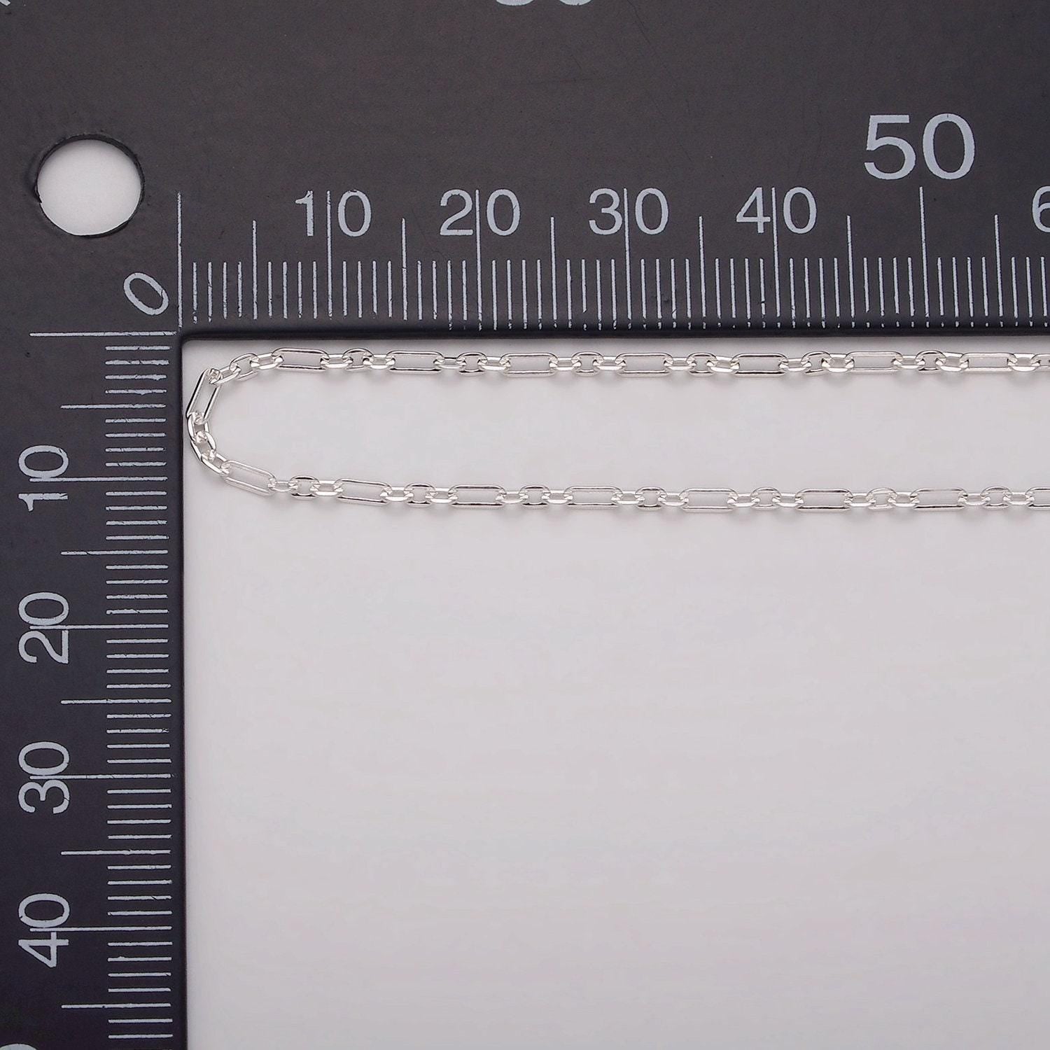 925 sterling silver chain by the yard- 1.5mm figaro chain - thin delicate silver chain wholesale chain for permanent jewelry roll-1482
