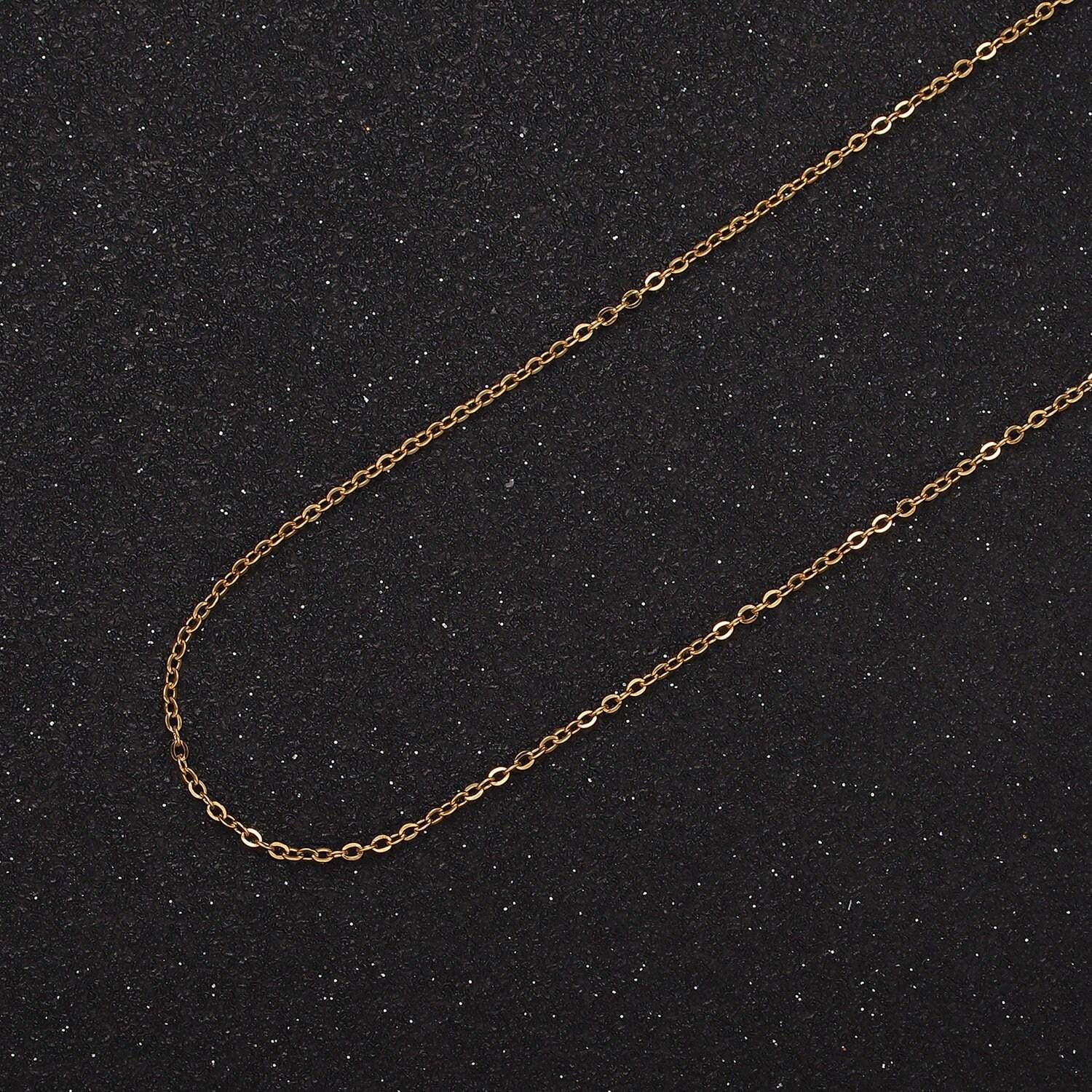 Stainless steel 1.1mm dainty cable rolo unfinished chain by yard in gold, 1469