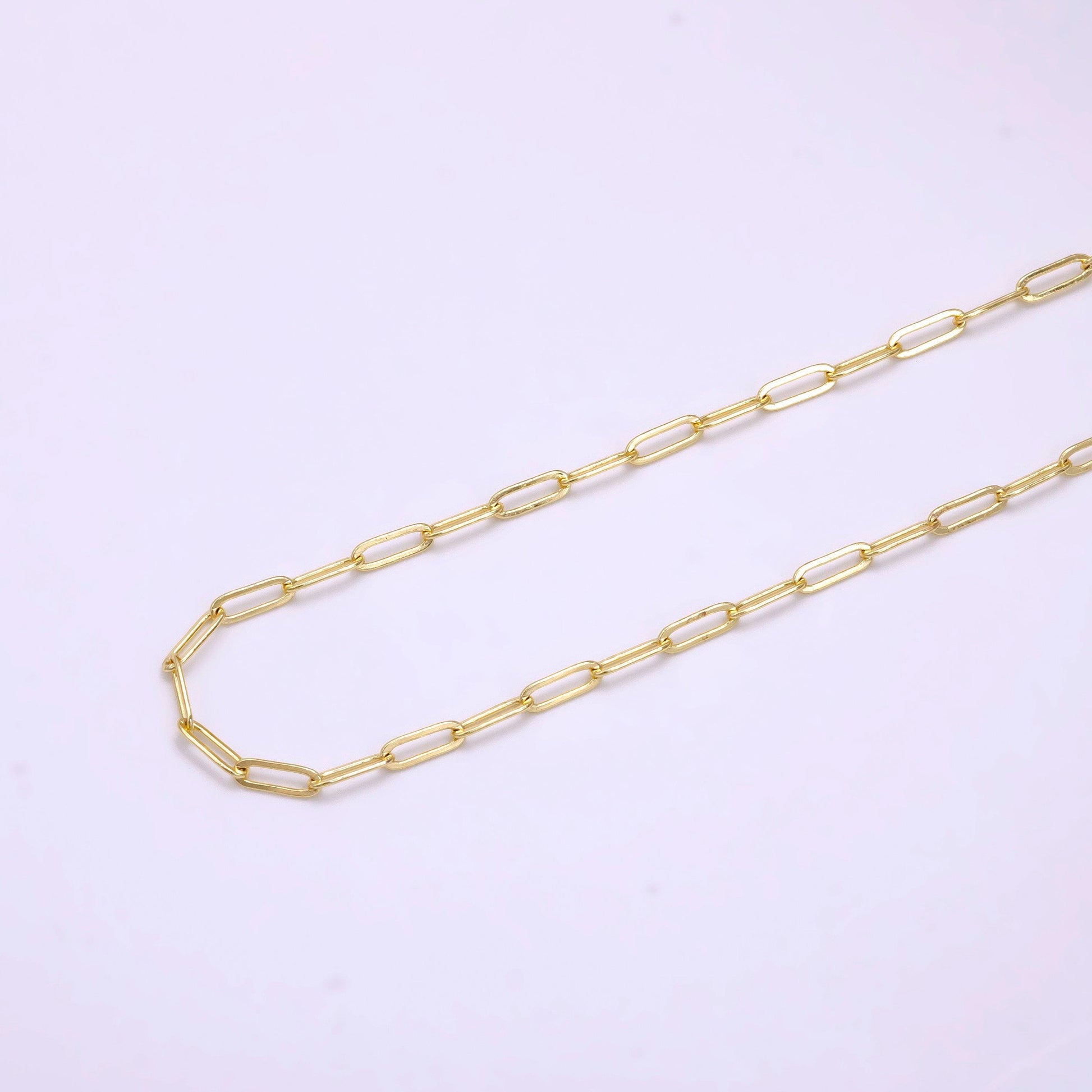 14k gold filled 3mm minimalist paperclip unfinished chain for jewelry making | roll-1454