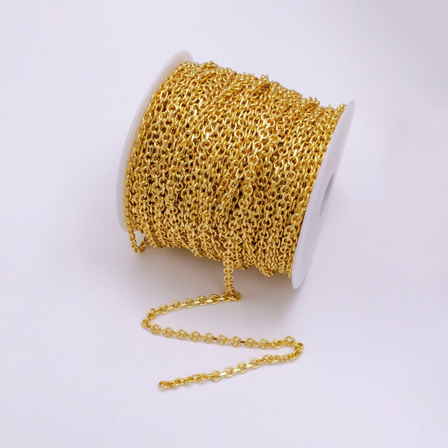 14k gold filled 5mm rolo edged cable unfinished chain for jewelry making | roll-1453