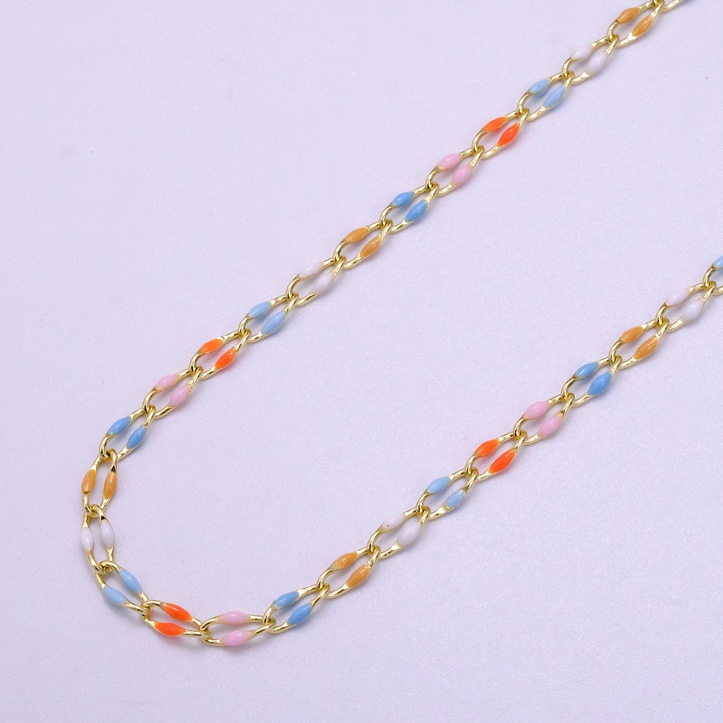 New fall season enamel chain for jewelry making supply permanent jewelry seasonal chain bracelet anklet necklace gold dainty chain by yard
