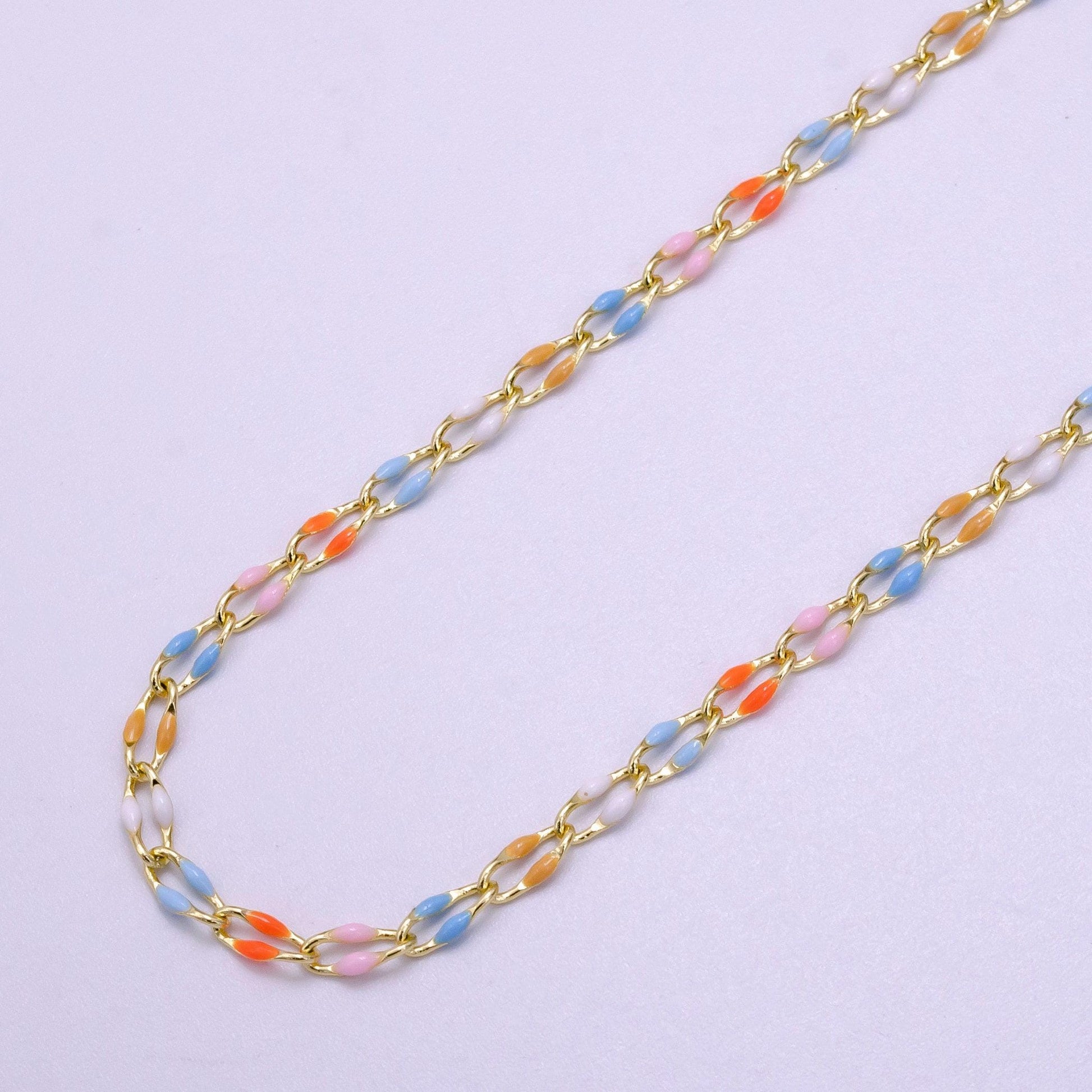 New fall season enamel chain for jewelry making supply permanent jewelry seasonal chain bracelet anklet necklace gold dainty chain by yard