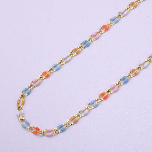 New fall season enamel chain for jewelry making supply permanent jewelry seasonal chain bracelet anklet necklace gold dainty chain by yard