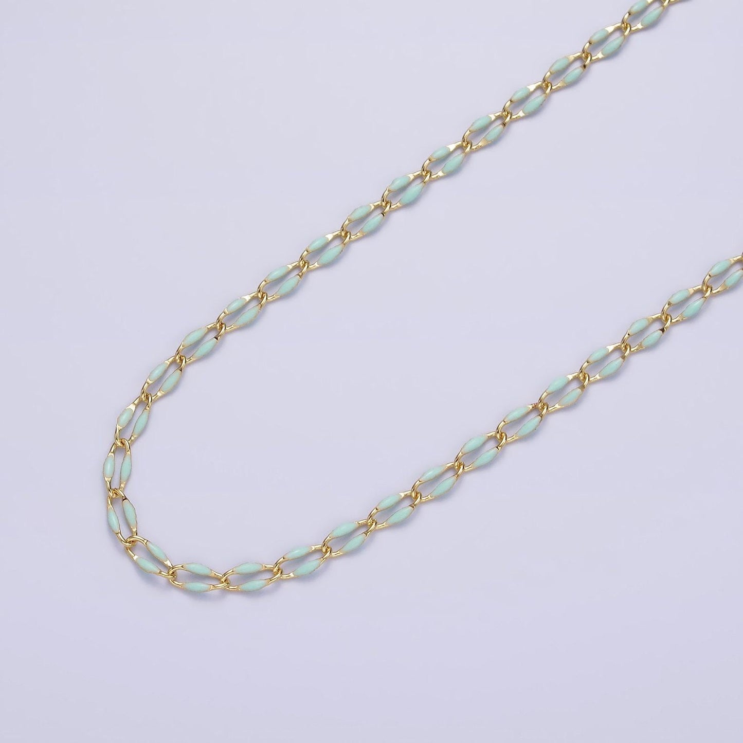 Dainty multi color enamel rolo cable paperclip chain by yard, link cable thick elongate chain, wholesale bulk roll chain jewelry 598-603