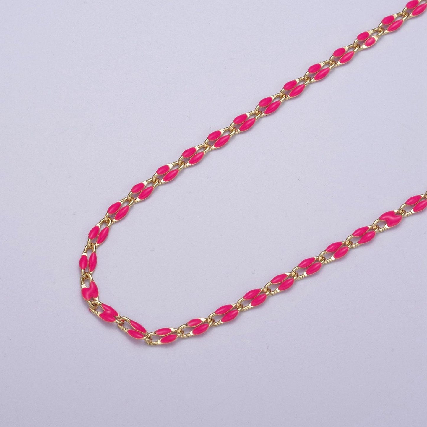 Dainty multi color enamel rolo cable paperclip chain by yard, link cable thick elongate chain, wholesale bulk roll chain jewelry 598-603