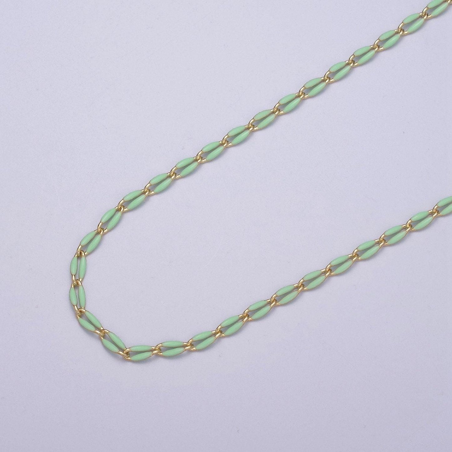 Dainty multi color enamel rolo cable paperclip chain by yard, link cable thick elongate chain, wholesale bulk roll chain jewelry 598-603