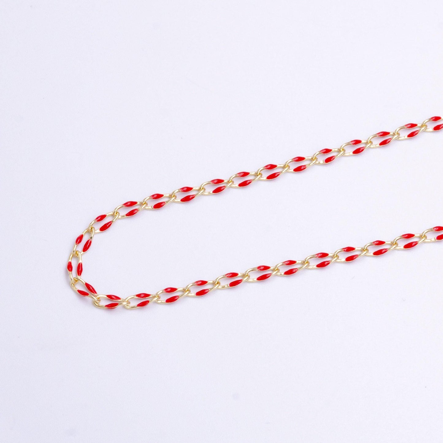 Dainty multi color enamel rolo cable paperclip chain by yard, link cable thick elongate chain, wholesale bulk roll chain jewelry 598-603
