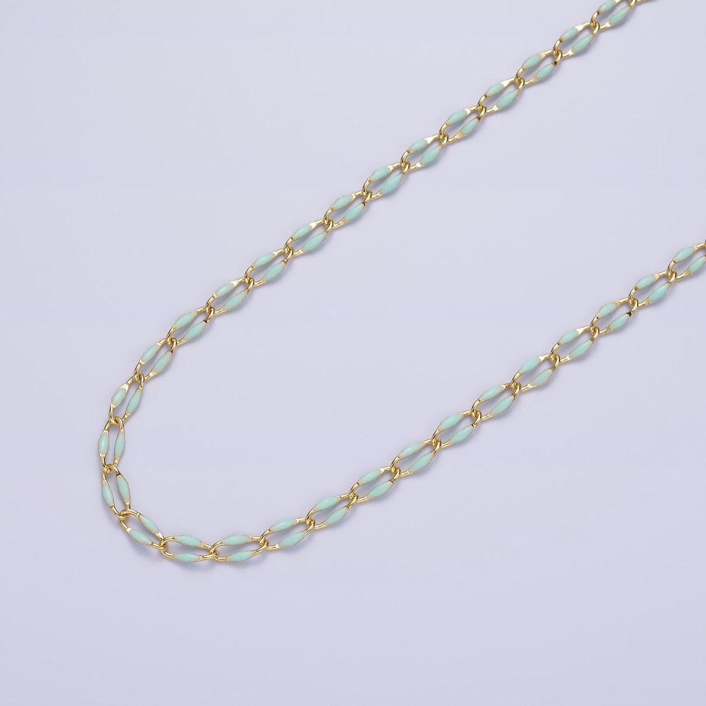 Dainty multi color enamel rolo cable paperclip chain by yard, link cable thick elongate chain, wholesale bulk roll chain jewelry 604-608