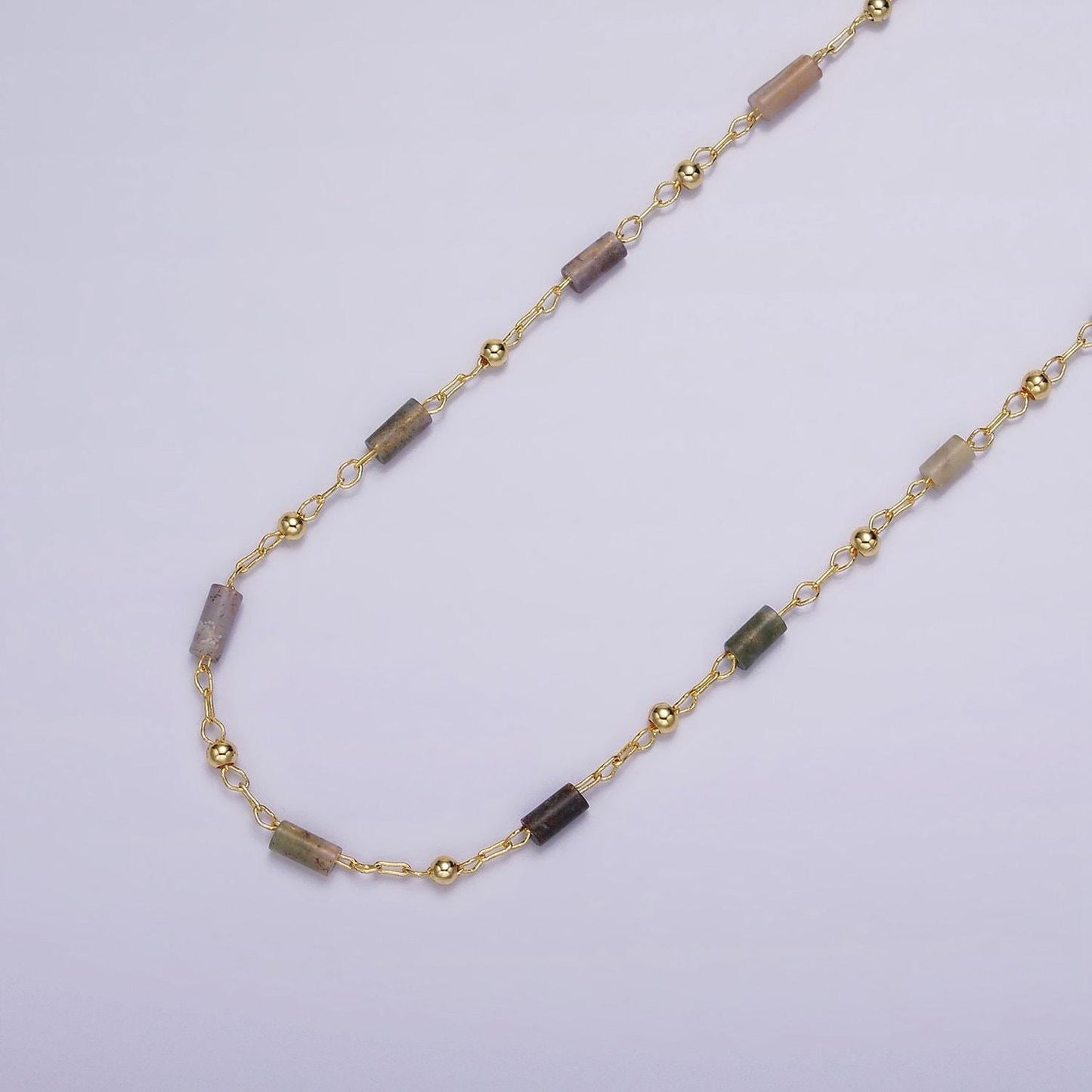 14k gold filled labradorite tube bead satellite chain, unfinished satellite ball chain for jewelry making supply roll-1421