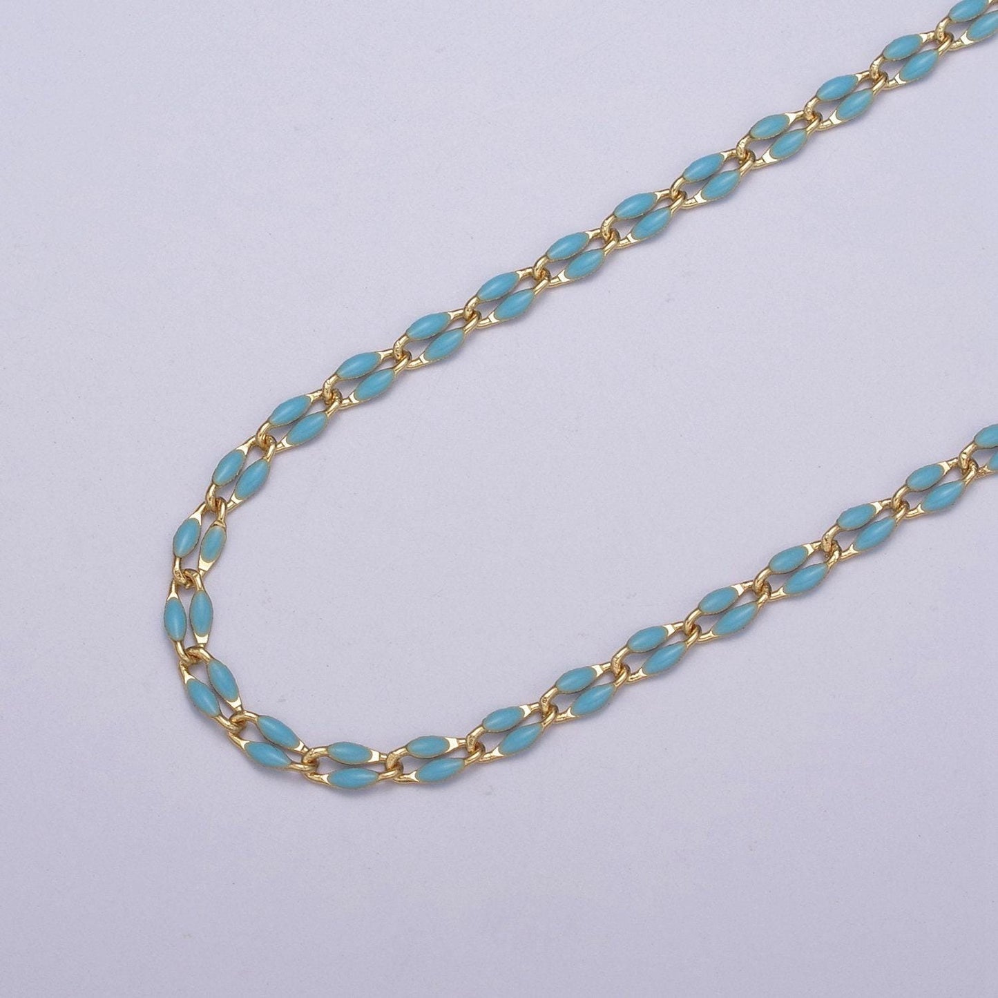 Dainty multi color enamel rolo cable paperclip chain by yard, link cable thick elongate chain, wholesale bulk roll chain jewelry 604-608