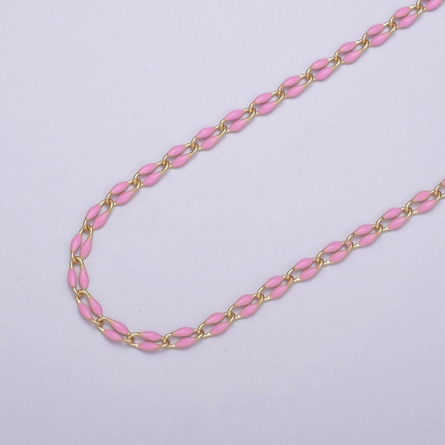 Dainty multi color enamel rolo cable paperclip chain by yard, link cable thick elongate chain, wholesale bulk roll chain jewelry 604-608