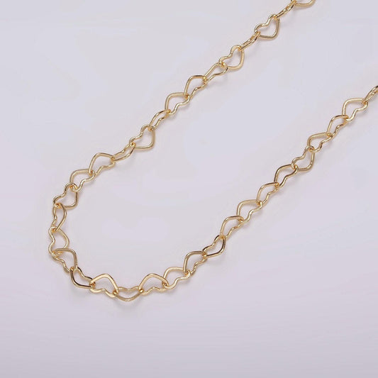 24k gold filled 4.4mm heart cable link chain unfinished chain by yard for jewelry making supply | roll-1386