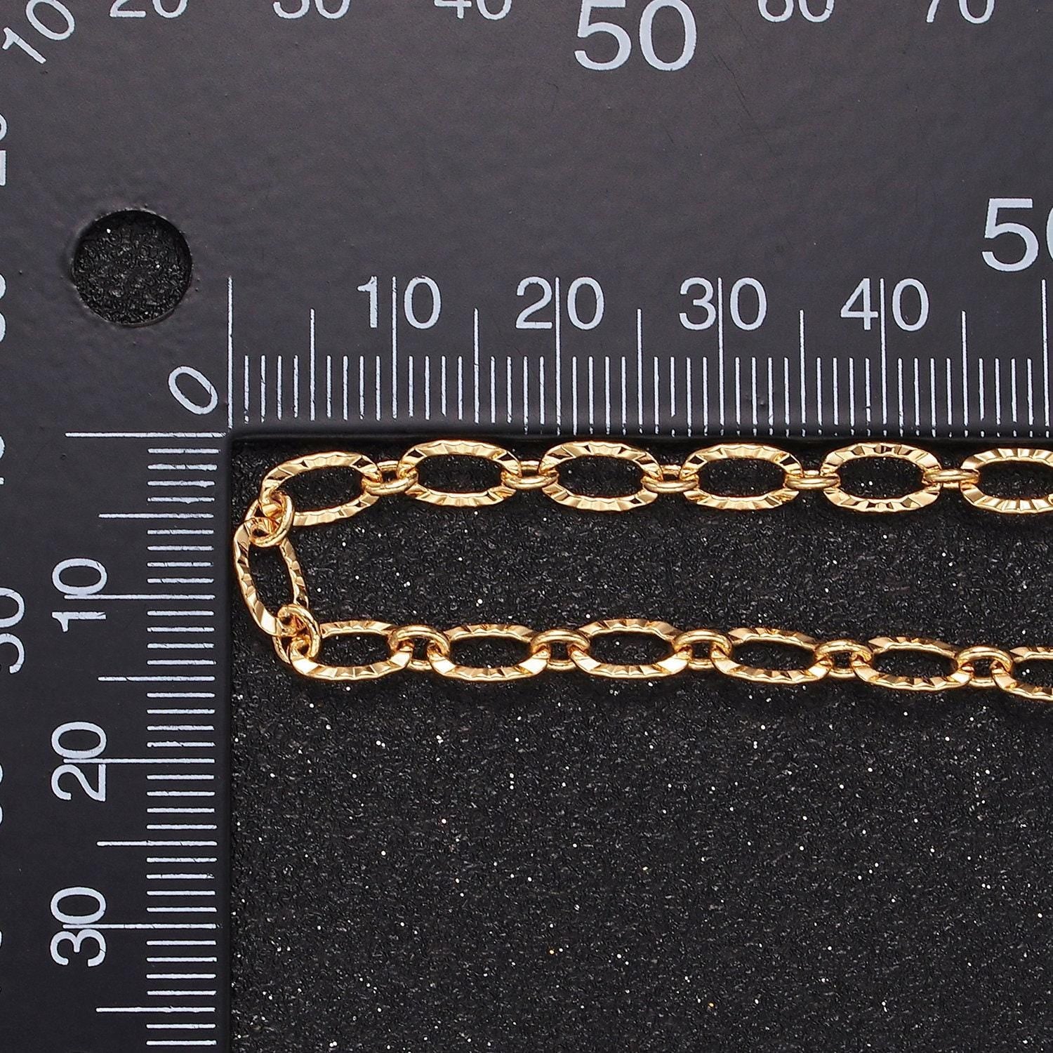 24k gold filled 4.3mm sunburst oval cable link chain unfinished chain for jewelry making | roll-1385