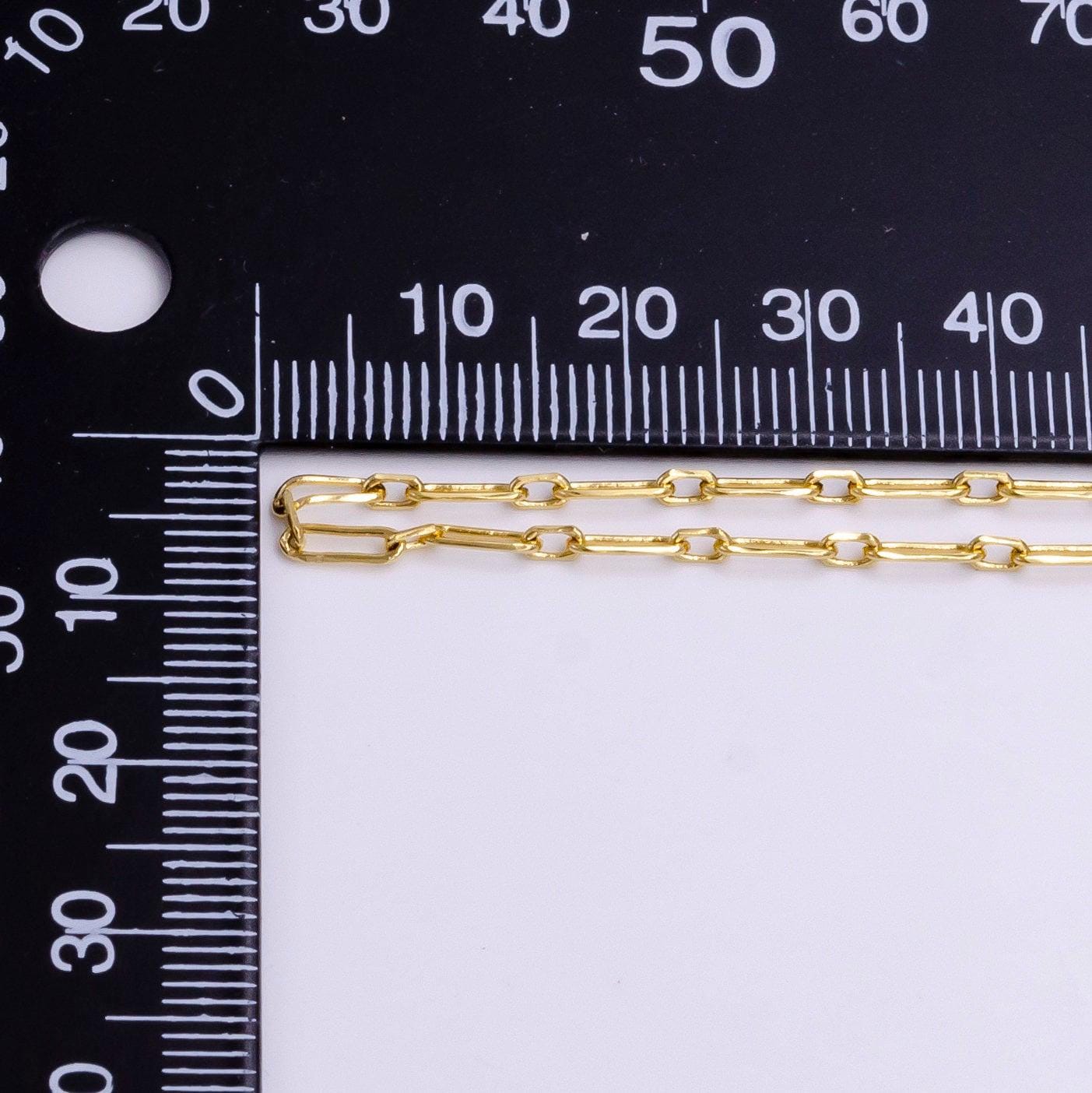 24k gold filled dainty 2mm paperclip cable link unfinished chain for jewelry making | roll-1380