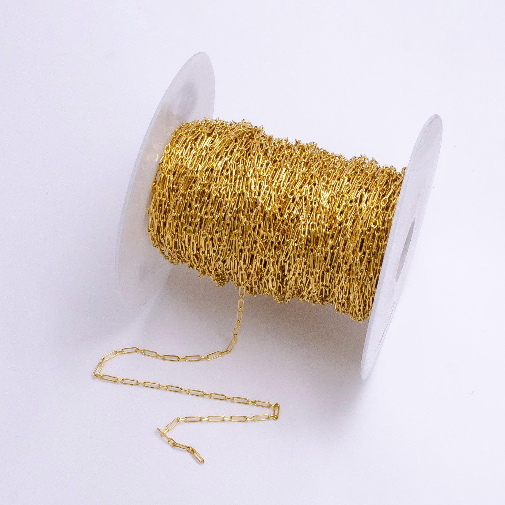 24k gold filled dainty 2mm paperclip cable link unfinished chain for jewelry making | roll-1380