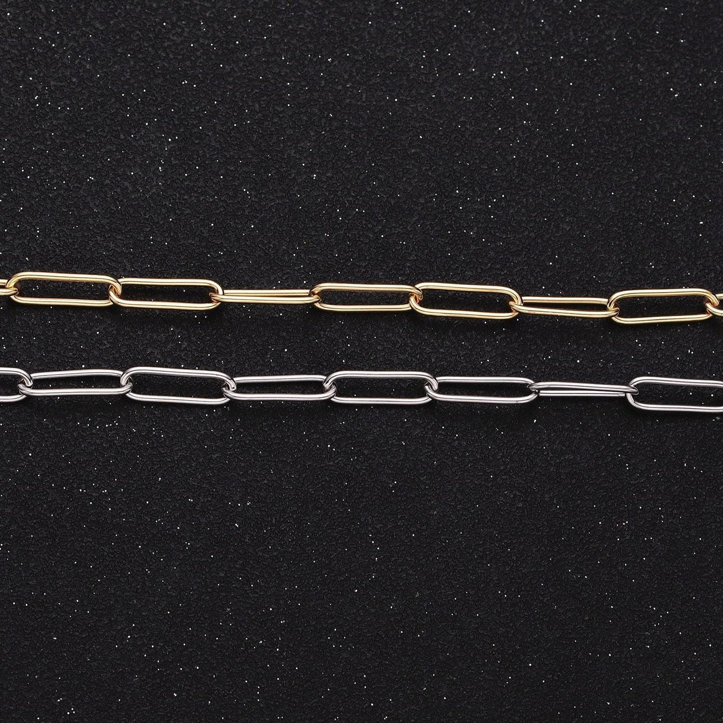 16k gold filled 15mm x 4.5mm paperclip unfinished jewelry making chain in gold & silver | roll-1373 roll-1374