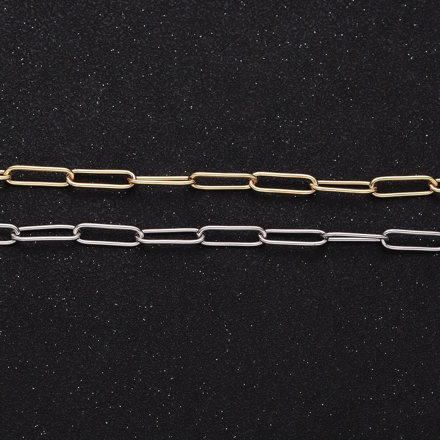 16k gold filled 15mm x 4.5mm paperclip unfinished jewelry making chain in gold & silver | roll-1373 roll-1374