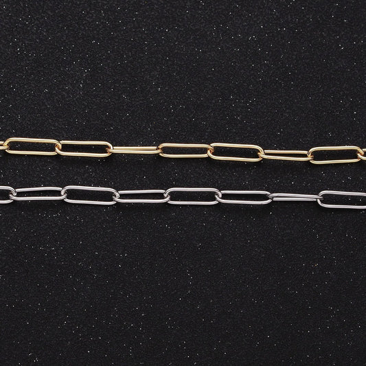 16k gold filled 15mm x 4.5mm paperclip unfinished jewelry making chain in gold & silver | roll-1373 roll-1374