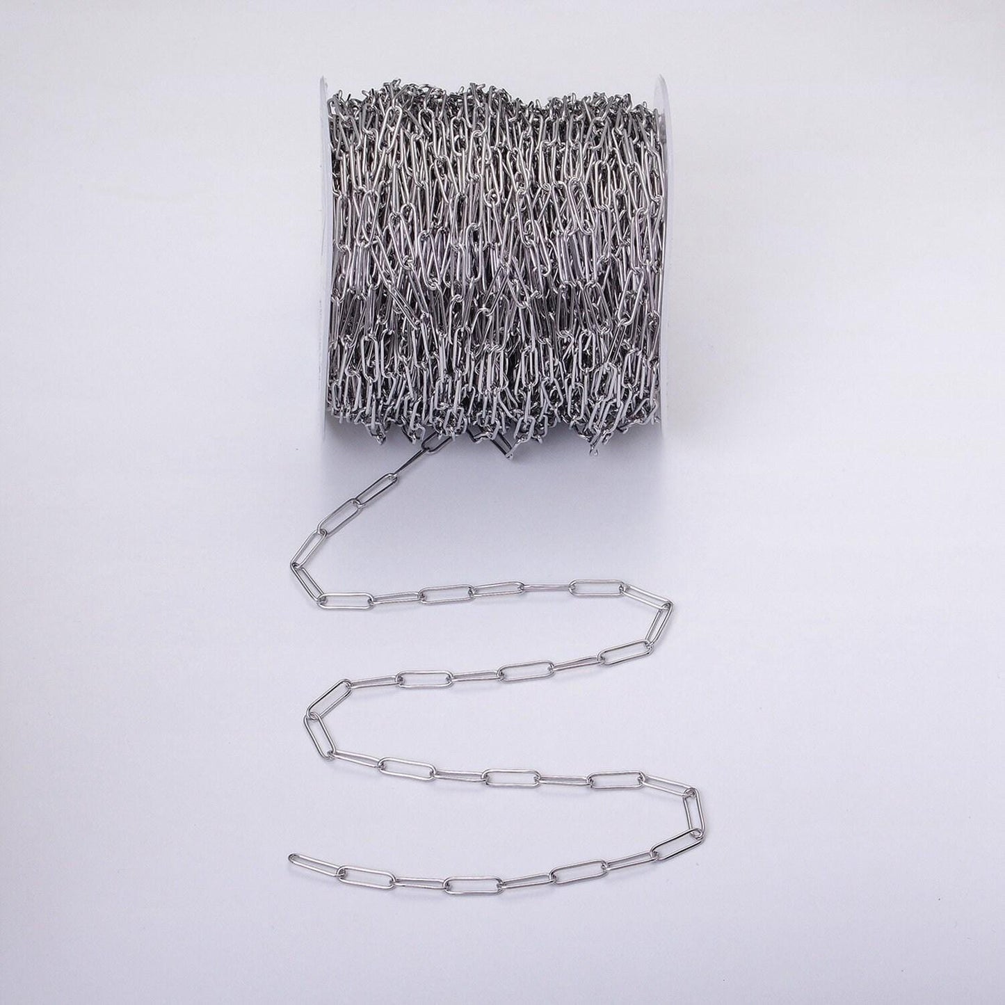 16k gold filled 15mm x 4.5mm paperclip unfinished jewelry making chain in gold & silver | roll-1373 roll-1374