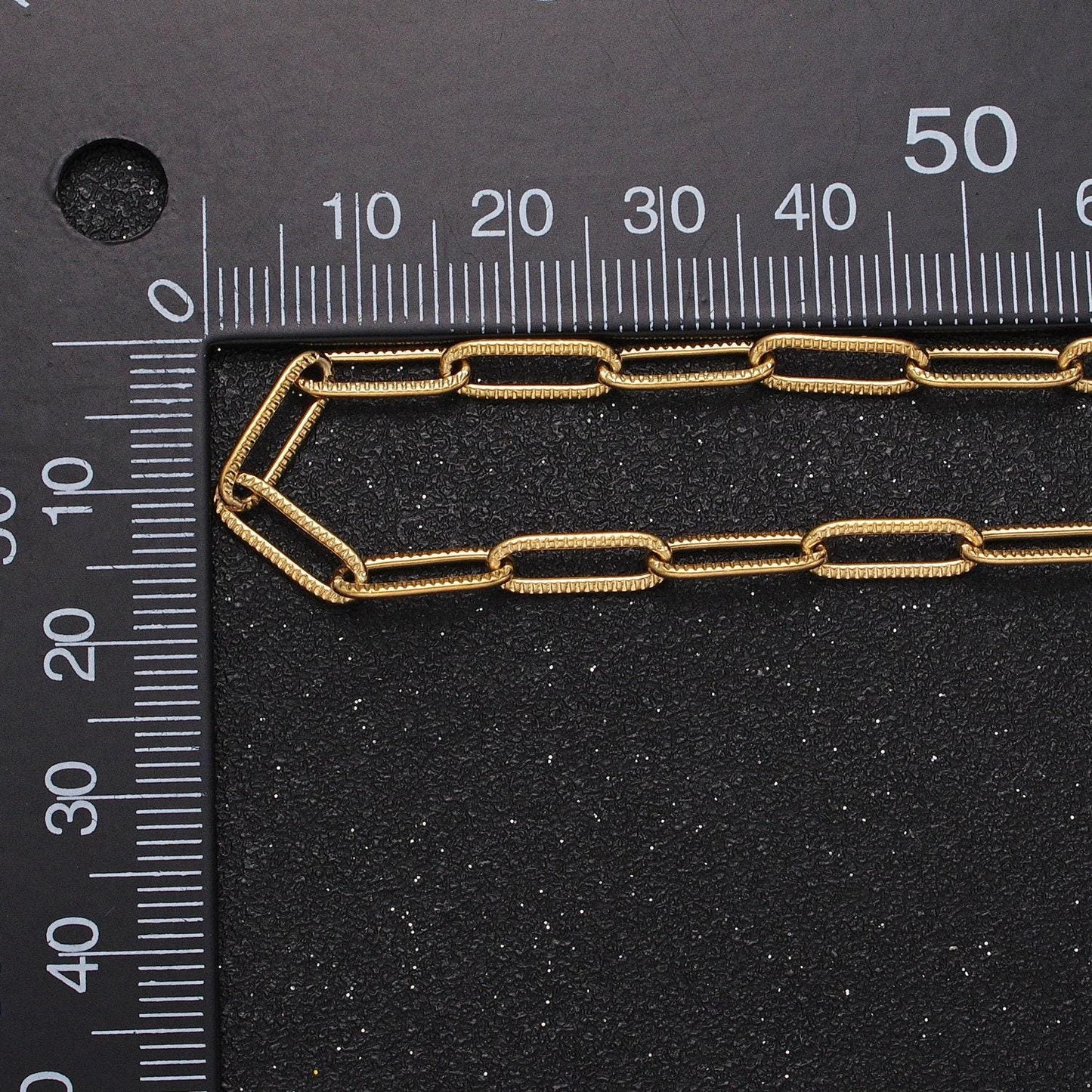 Stainless steel textured paper clip link chain by yard unfinished chain 4x12mm elongated link in gold & silver tarnish free roll 1348