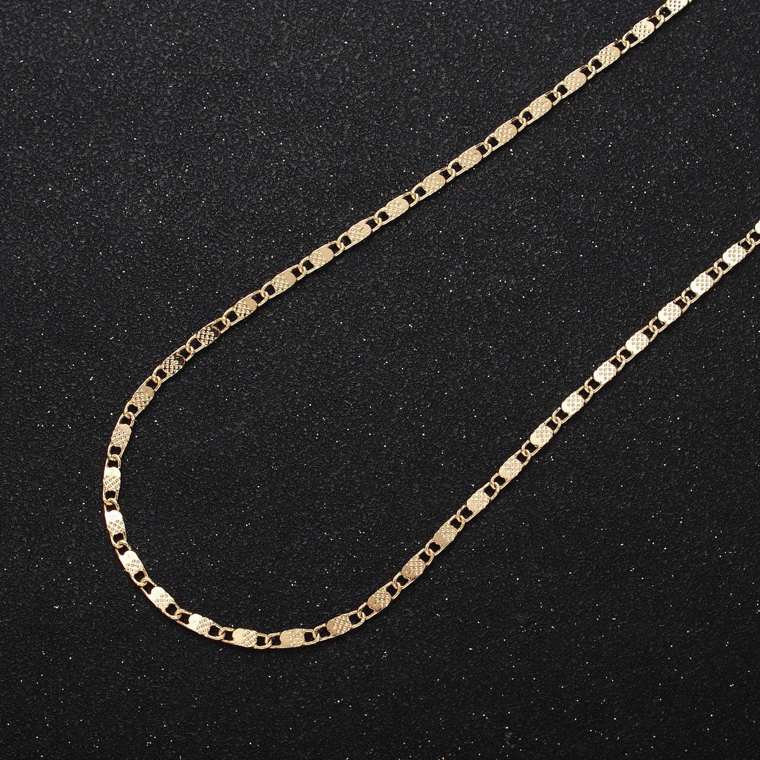 24k gold filled 2.2mm dotted textured sunburst connecting link anchor mariner unfinished chain by yard for jewelry making | roll-1031