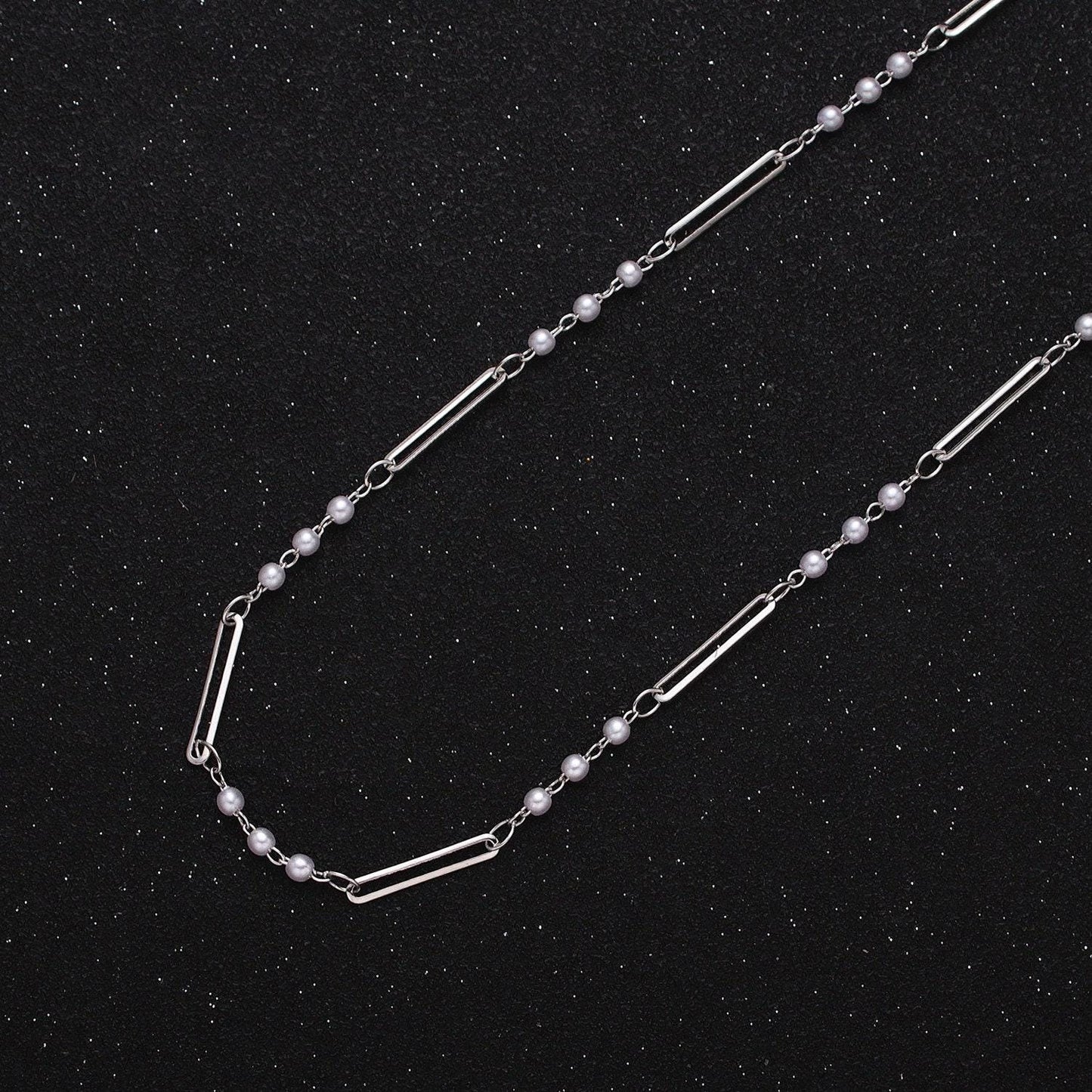 Dainty 16k gold filled 2.5mm designed triple pearl paperclip link unfinished chain in gold & silver | roll-1335 roll-1336