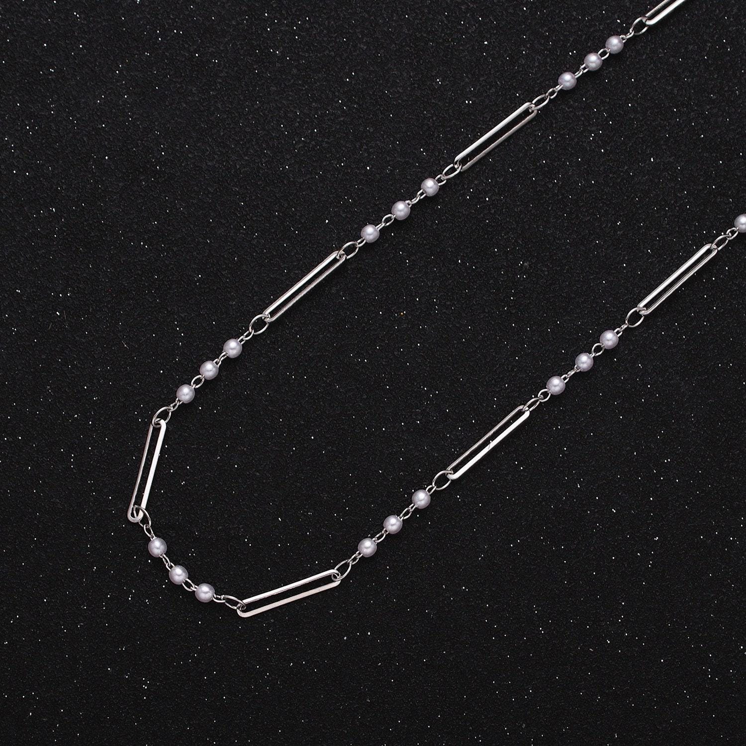 Dainty 16k gold filled 2.5mm designed triple pearl paperclip link unfinished chain in gold & silver | roll-1335 roll-1336