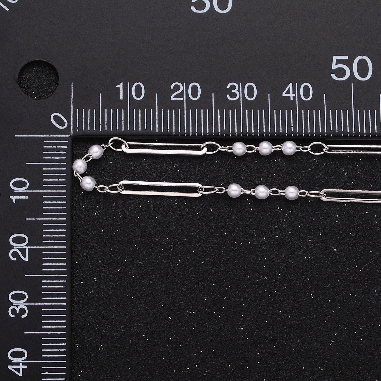 Dainty 16k gold filled 2.5mm designed triple pearl paperclip link unfinished chain in gold & silver | roll-1335 roll-1336