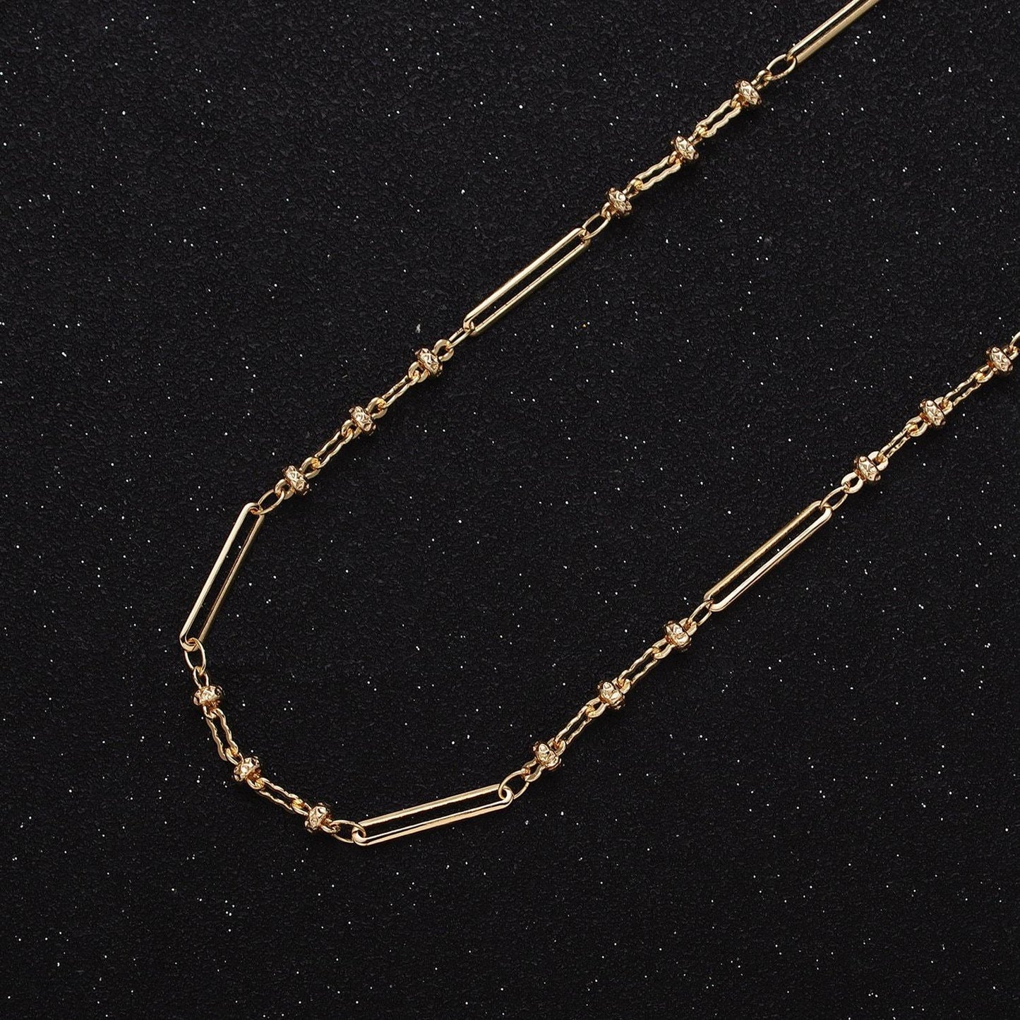 Fine chain 16k gold filled 2.5mm designed triple satellite rondel paperclip link unfinished chain in gold & silver | roll-1331 roll-1332