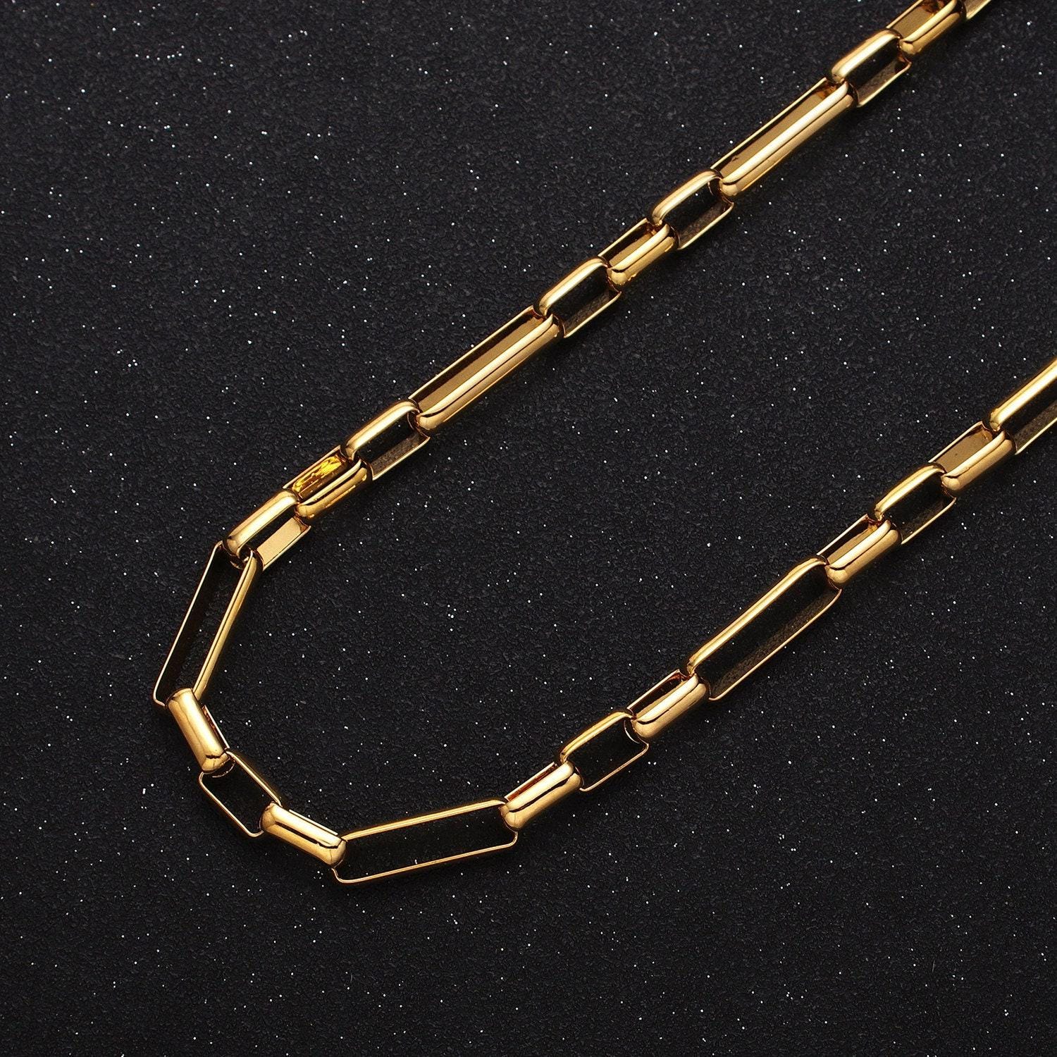 Big bold 24k gold filled paper clip chain elongated cable link unfinished yard chain in gold | roll-1322