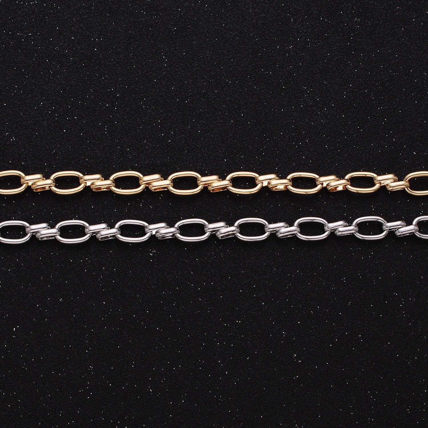 16k gold filled oval link chain chunky unfinished chain by yard for handmade supply 6.1mm | roll-1313 1314