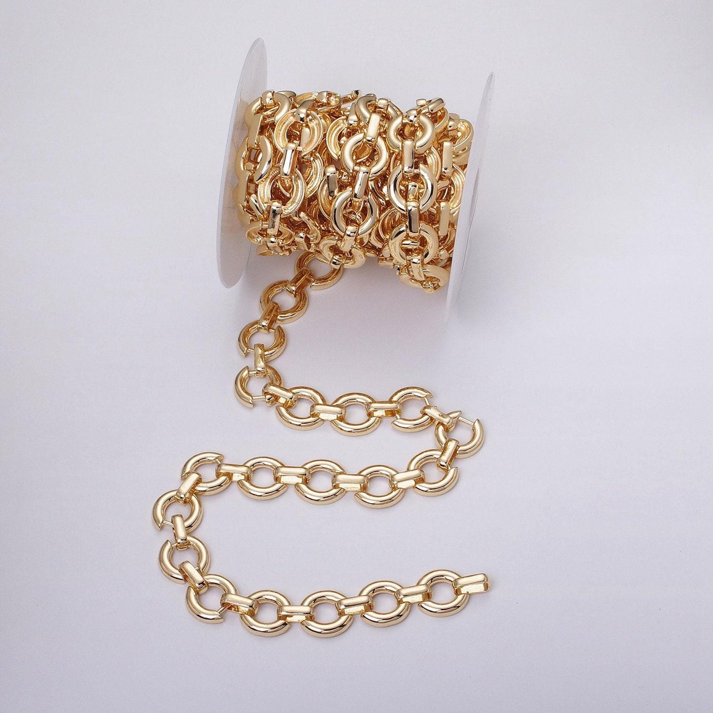 Chunky 16k gold filled round cable chain chain, silver unique chain by yard for jewelry making supply | roll-1317 1318