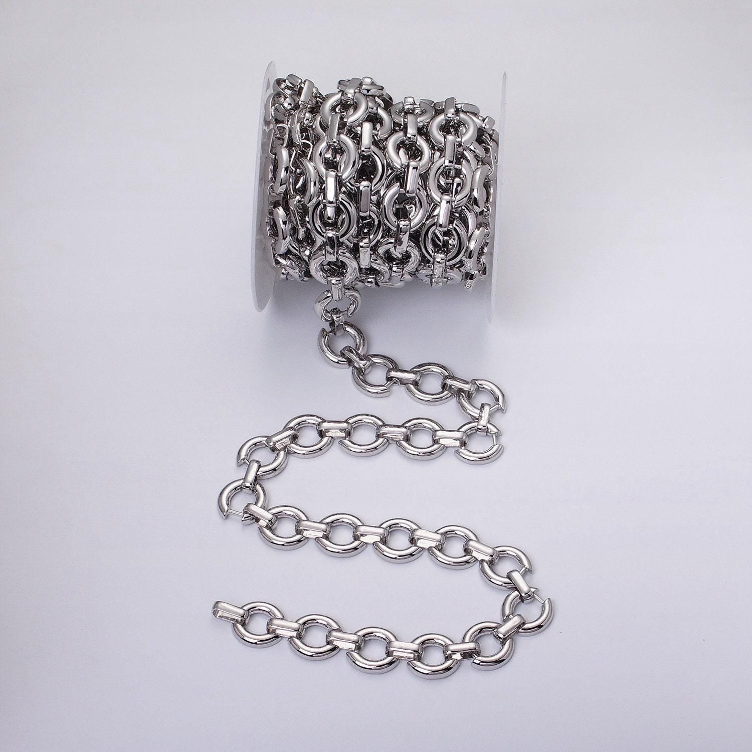 Chunky 16k gold filled round cable chain chain, silver unique chain by yard for jewelry making supply | roll-1317 1318
