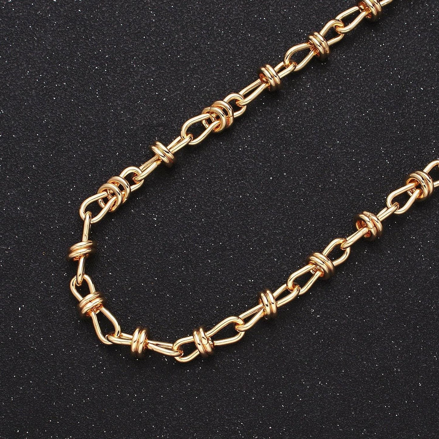Unique knot cable chain link bold 24k gold filled 6.8mm unique cable chain link unfinished yard chain in gold & silver | roll-1309 roll-1310