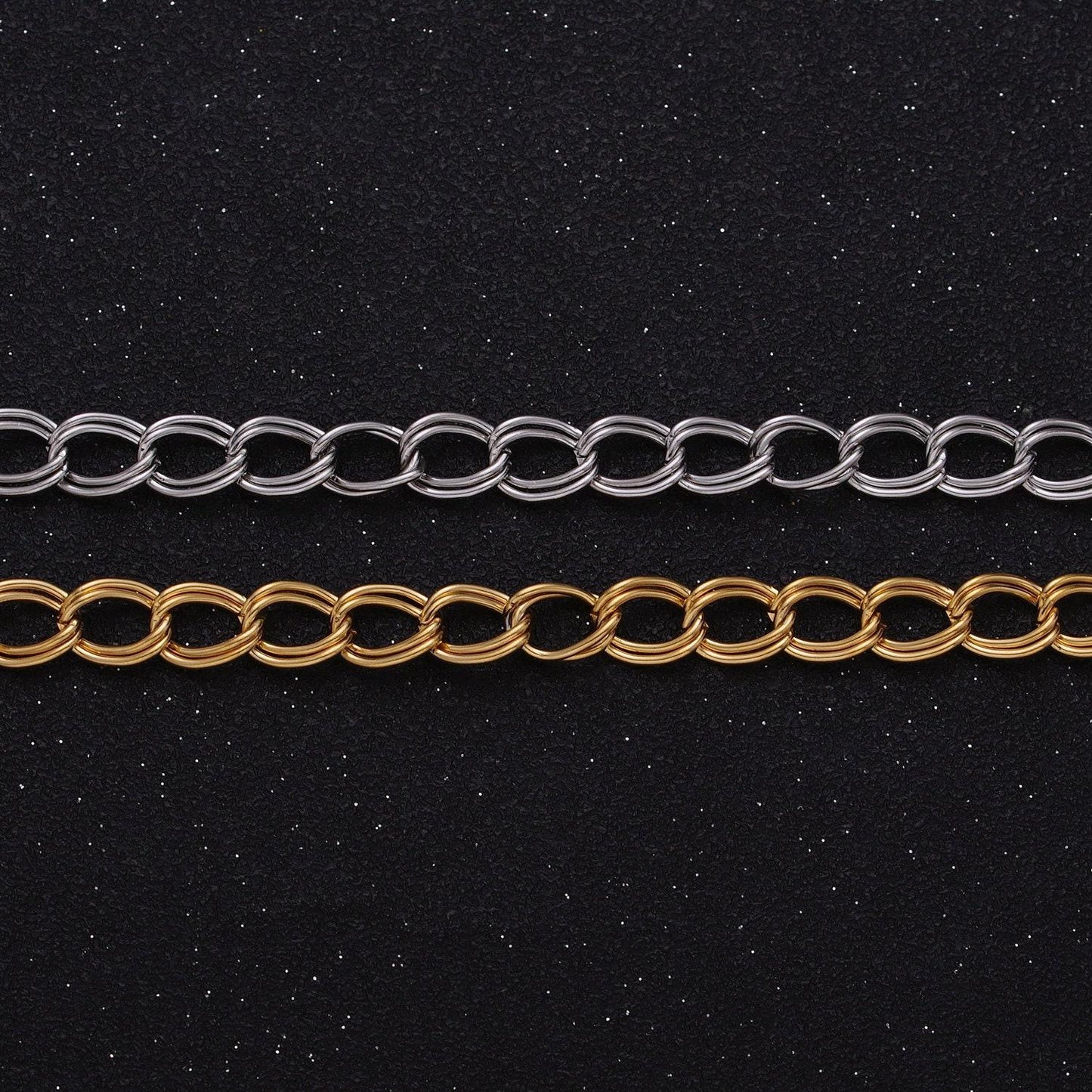 24k gold filled double cable chain 6.1 mm oval cable link unfinished chain by yard | roll-1297 1298