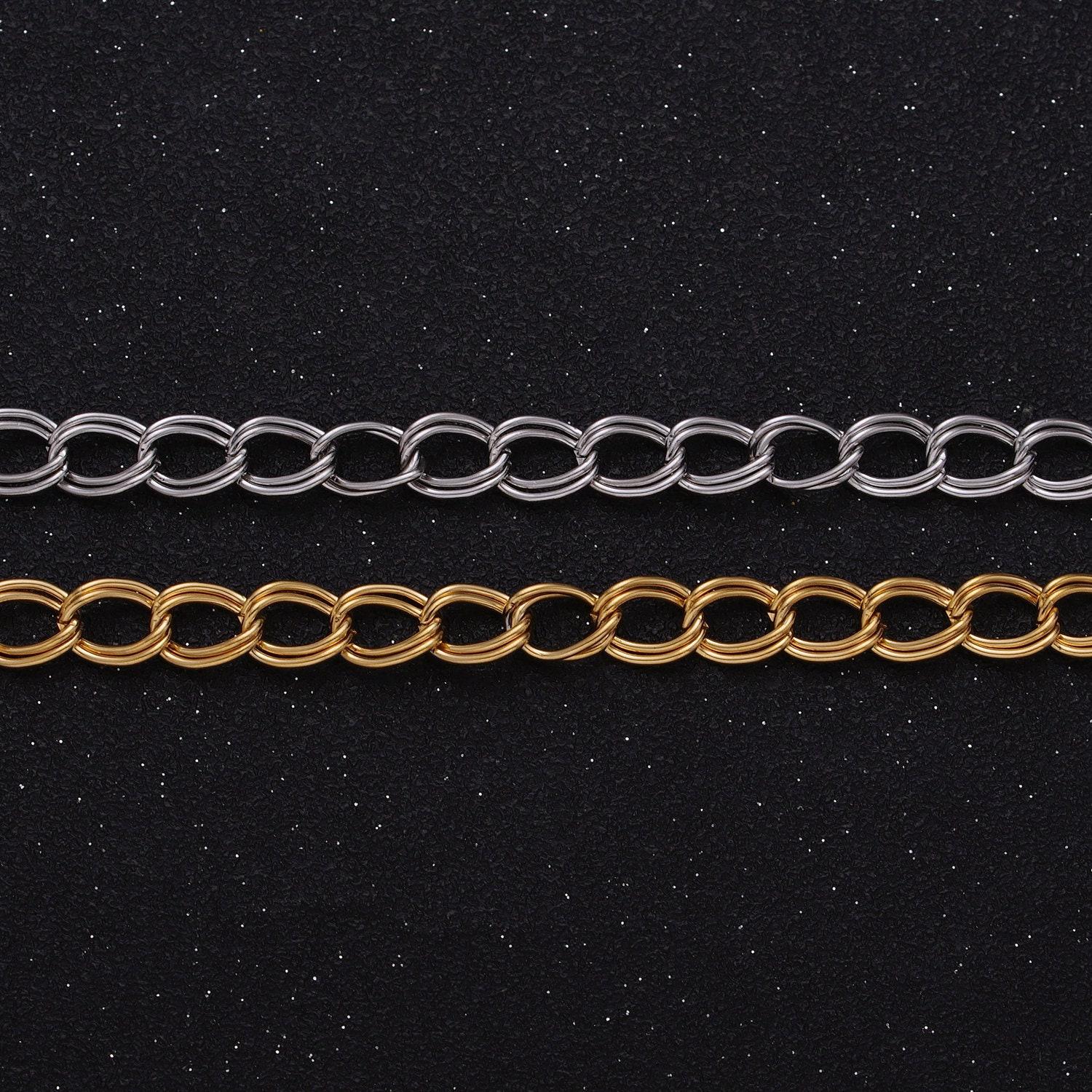 24k gold filled double cable chain 6.1 mm oval cable link unfinished chain by yard | roll-1297 1298