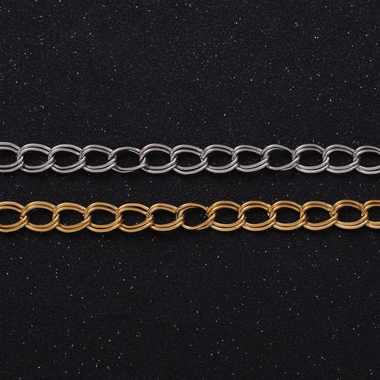 24k gold filled double cable chain 6.1 mm oval cable link unfinished chain by yard | roll-1297 1298