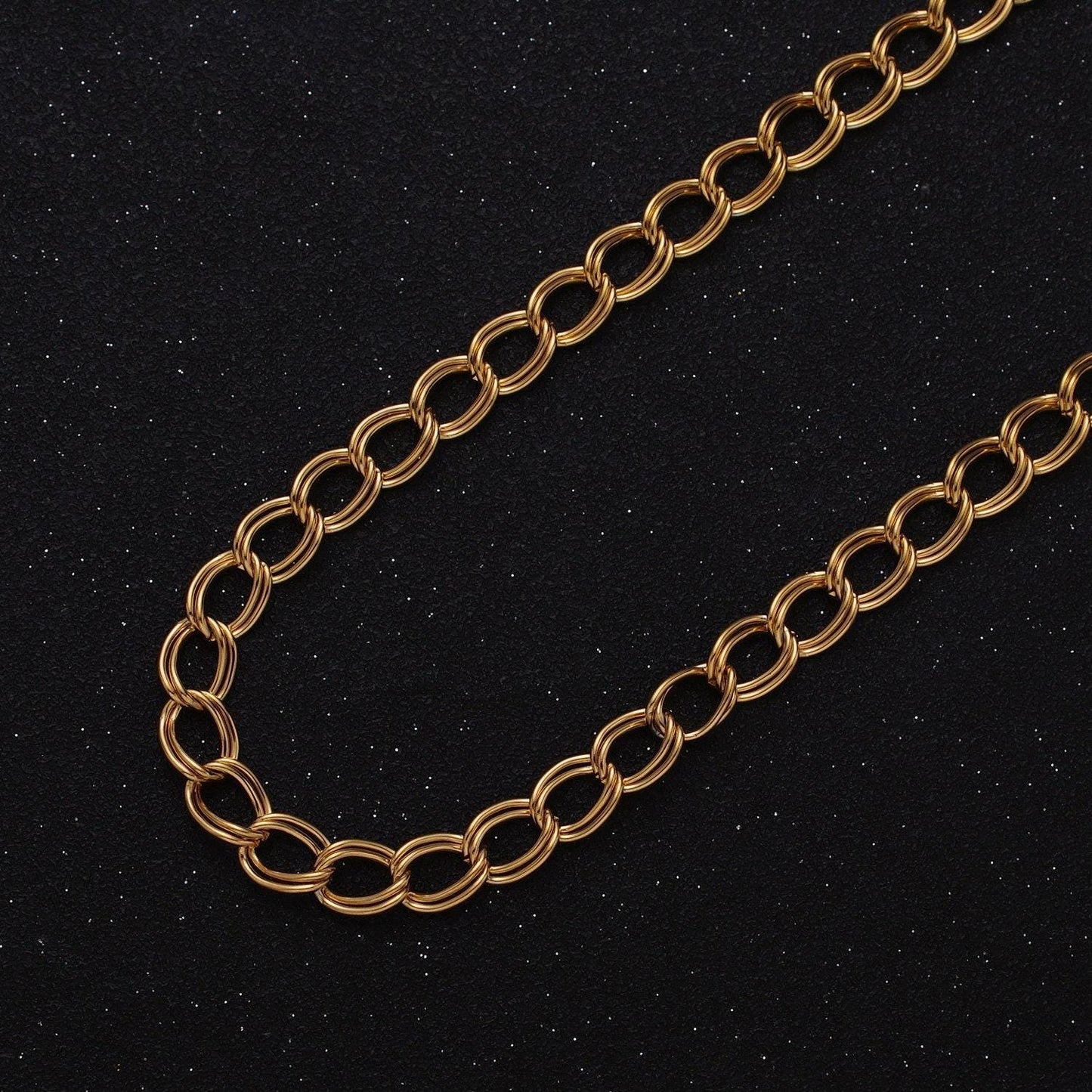 24k gold filled double cable chain 6.1 mm oval cable link unfinished chain by yard | roll-1297 1298