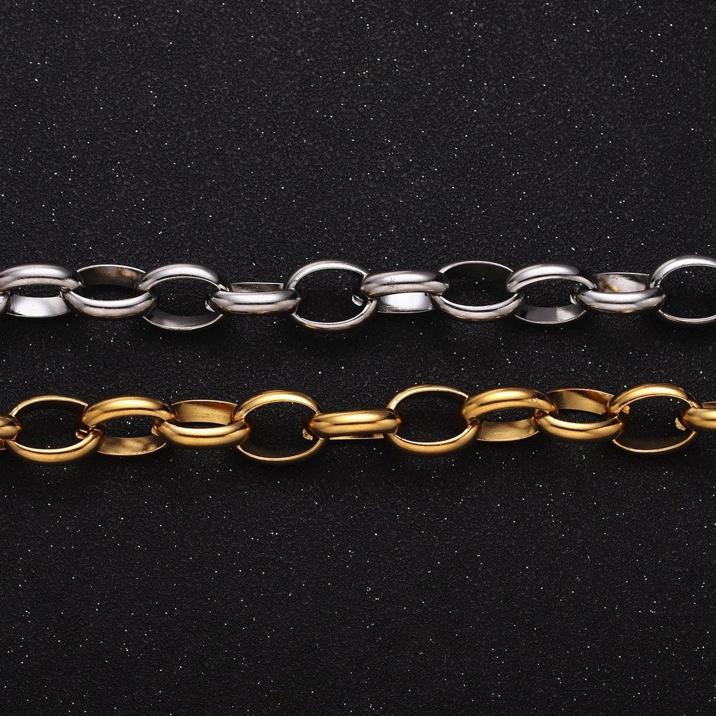 Stainless steel chunky cable chain 11mm rolo wide cable link unfinished yard chain in gold & silver | roll-1271 roll-1272