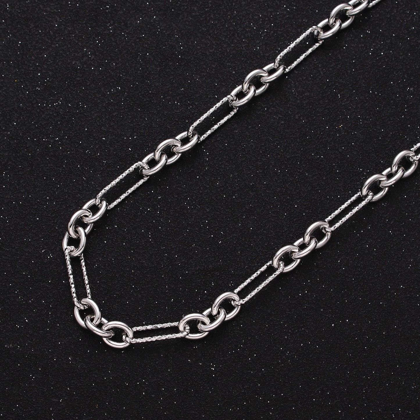 Chunky gold figaro chain by yard, link cable link elongate chain by yard, wholesale bulk roll chain jewelry making 6.2mm width, roll-1217