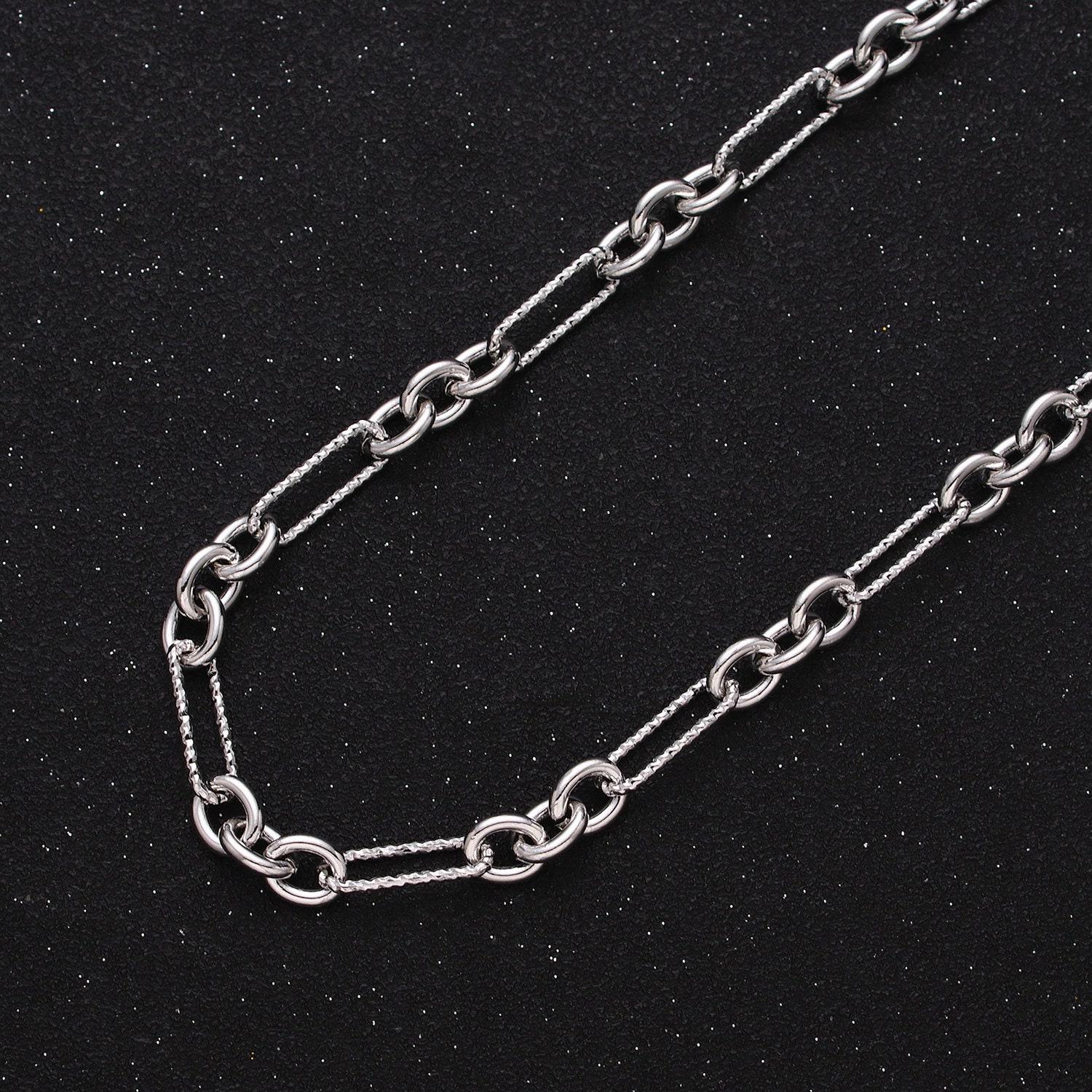 Chunky gold figaro chain by yard, link cable link elongate chain by yard, wholesale bulk roll chain jewelry making 6.2mm width, roll-1217