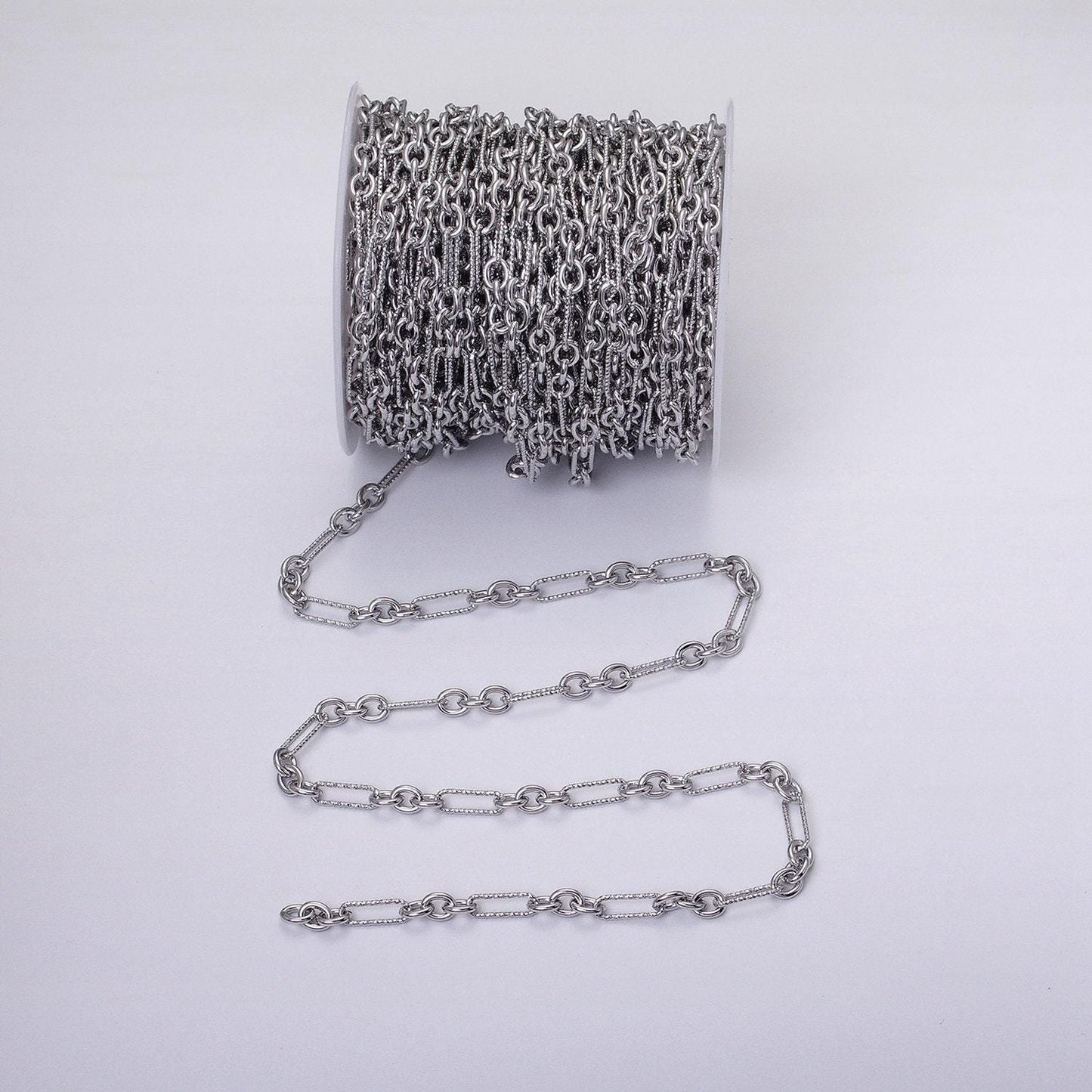 Chunky gold figaro chain by yard, link cable link elongate chain by yard, wholesale bulk roll chain jewelry making 6.2mm width, roll-1217