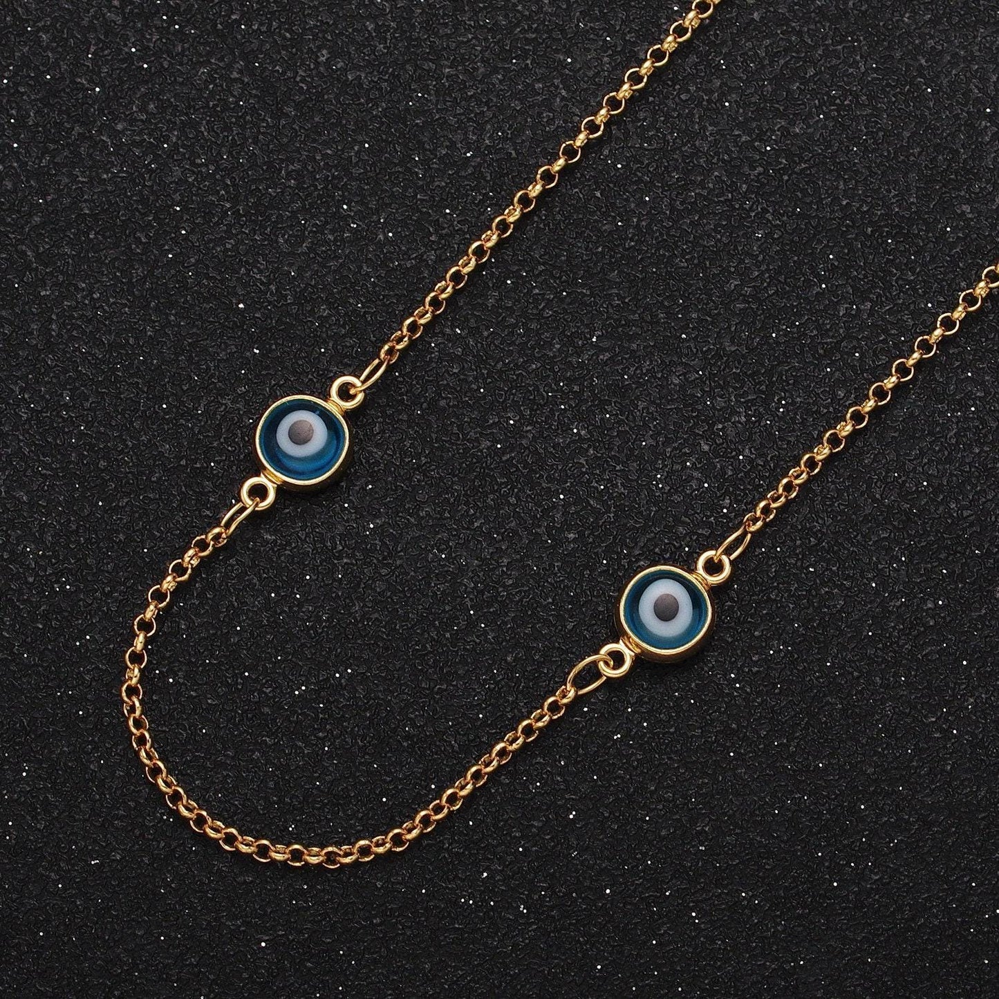 Gold evil eye satellite chain by yard enamel evil eye beaded satellite chain jewelry making supply amulet body jewelry component roll-1211