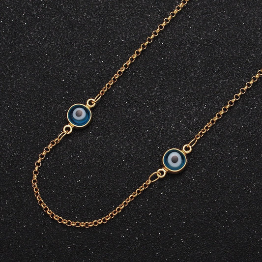 Gold evil eye satellite chain by yard enamel evil eye beaded satellite chain jewelry making supply amulet body jewelry component roll-1211
