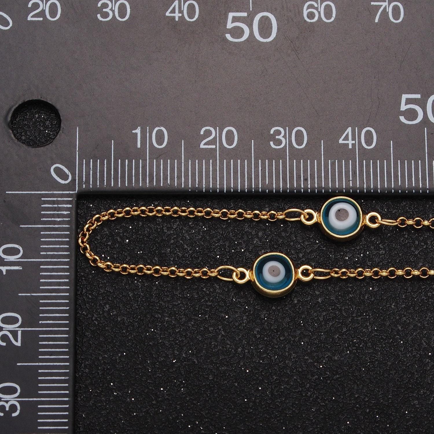 Gold evil eye satellite chain by yard enamel evil eye beaded satellite chain jewelry making supply amulet body jewelry component roll-1211
