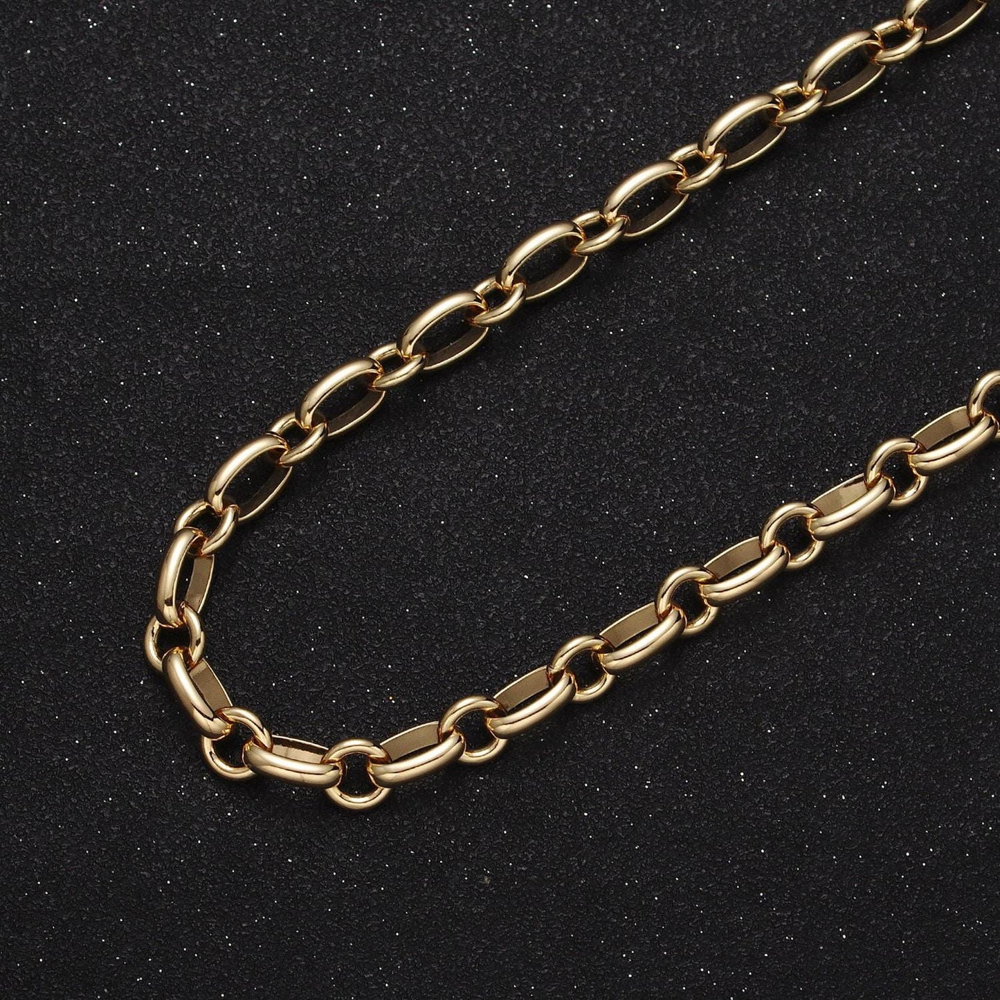 24k gold filled 7mm oval cable round rolo link unfinished statement unfinished chain jewelry making component by yard | roll-1120 roll-1206