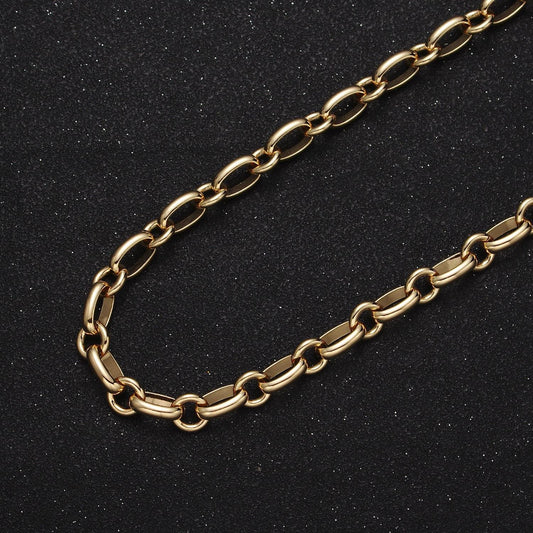 24k gold filled 7mm oval cable round rolo link unfinished statement unfinished chain jewelry making component by yard | roll-1120 roll-1206